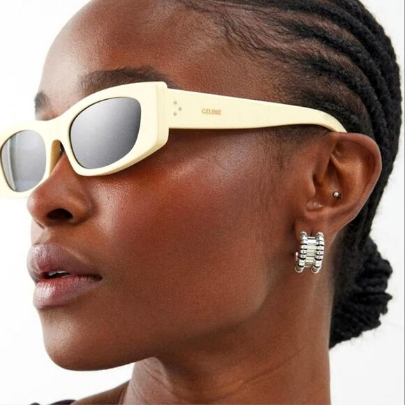 NWT$440 CELINE CL40245U 25A Shiny White 55-19-135 Sunglasses AUTHENTIC main image 8